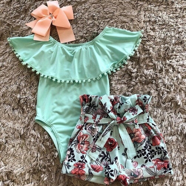 Newborn Kid Baby Girl Clothes Jumpsuit Ruffle Off Shoulder Romper