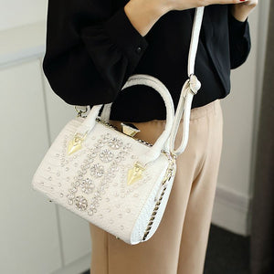 White Ladies Hand Bag Crystal Diamond