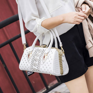 White Ladies Hand Bag Crystal Diamond