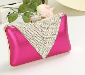 Women Gold Clutch Bag Mini Handbag Purse Rhinestone