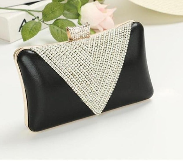 Women Gold Clutch Bag Mini Handbag Purse Rhinestone