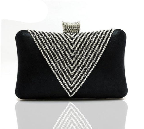 Women Gold Clutch Bag Mini Handbag Purse Rhinestone