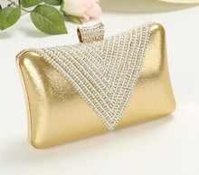 Load image into Gallery viewer, Women Gold Clutch Bag Mini Handbag Purse Rhinestone