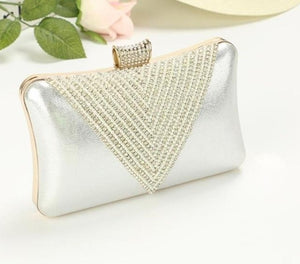 Women Gold Clutch Bag Mini Handbag Purse Rhinestone