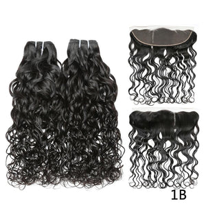 Code Calla Ombre Color Water Wave Bundles With 13*4 Lace Frontal Free Part Closure Brazilian Raw Virgin 100%