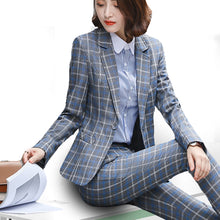 Load image into Gallery viewer, PEONFLY Classic Plaid Single Button Women Jacket Blazer Casual Notched Collar Slim Female Suits Coat Fashion Blazer Femme