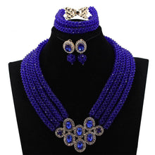 Load image into Gallery viewer, Big Nigerian African Royal Blue Beads Wedding Jewelry Set