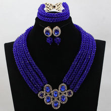 Load image into Gallery viewer, Big Nigerian African Royal Blue Beads Wedding Jewelry Set