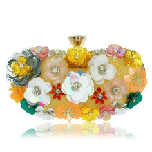 Load image into Gallery viewer, Women Colorful Flowers Bags Rhinestones Pearl  Red Clutch Party Evening Small Purse