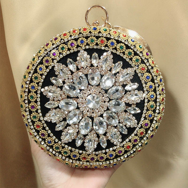 Colorful Crystal Clutch Bag Evening Purse and Diamond Wedding Bridal Clutches