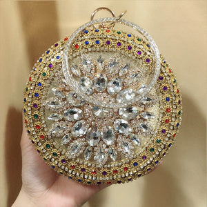 Colorful Crystal Clutch Bag Evening Purse and Diamond Wedding Bridal Clutches