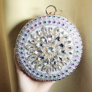 Colorful Crystal Clutch Bag Evening Purse and Diamond Wedding Bridal Clutches