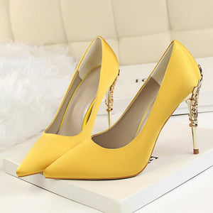 bridal shoes gold high heels pointed toe pumps