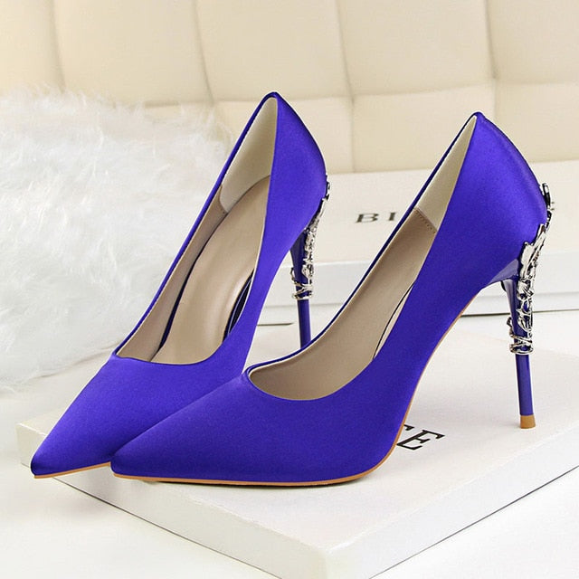 bridal shoes gold high heels pointed toe pumps