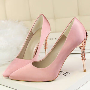 bridal shoes gold high heels pointed toe pumps