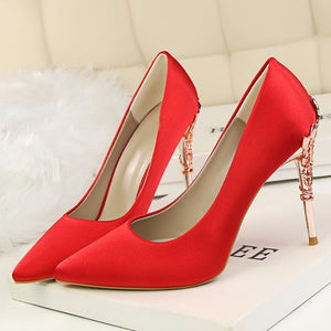 bridal shoes gold high heels pointed toe pumps