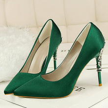 Load image into Gallery viewer, bridal shoes gold high heels pointed toe pumps
