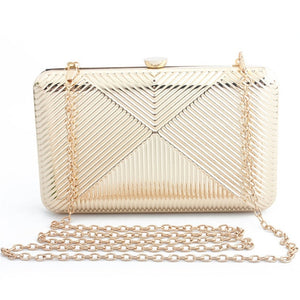 Retro gold color clutch bag for women Metal Evening Bag Women chain