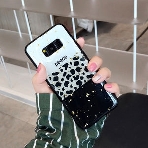 Multi-Color Grid Phone Case For Samsung Galaxy S10 S8 S9 Plus Bling Sequin Gold Foil Flower Soft Epoxy Case