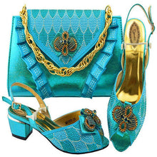 Load image into Gallery viewer, Italian Elegant Sky Blue Shoes With Matching Bag Set High Quality.