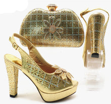 Load image into Gallery viewer, Capputine New Design Italian Gold Color Shoes With Matching Bag