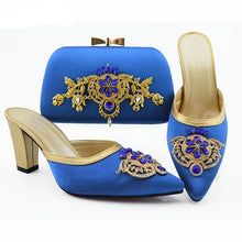 Load image into Gallery viewer, 2019 Shoes and Bag Sets Blue Color African Shoes with Matching Bags