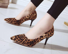 Load image into Gallery viewer, Leopard Shoes Women Pumps Office Stiletto Faux Suede Sandals