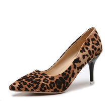 Load image into Gallery viewer, Leopard Shoes Women Pumps Office Stiletto Faux Suede Sandals