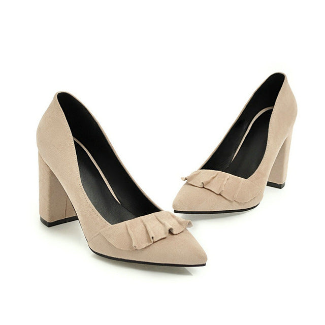 ESVEVA 2020 Women Pumps Shoes Sweet Style Women Shoes Pumps Fashion Square High Heels Size 34-43 Shallow Slip on Pointed Toe