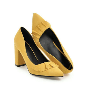ESVEVA 2020 Women Pumps Shoes Sweet Style Women Shoes Pumps Fashion Square High Heels Size 34-43 Shallow Slip on Pointed Toe