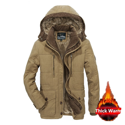 Winter Military Thick Warm Cotton-Padded Jacket Parka Fleece Casual Coat With Hooded Windbreaker