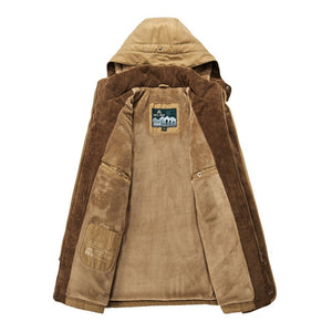 Winter Military Thick Warm Cotton-Padded Jacket Parka Fleece Casual Coat With Hooded Windbreaker