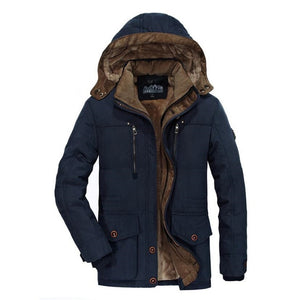 Winter Military Thick Warm Cotton-Padded Jacket Parka Fleece Casual Coat With Hooded Windbreaker