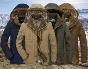 Winter Military Thick Warm Cotton-Padded Jacket Parka Fleece Casual Coat With Hooded Windbreaker